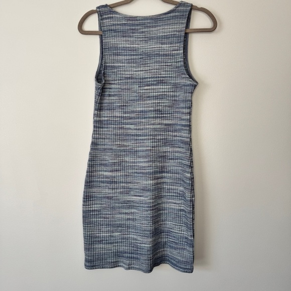 American Eagle AEO Dress Stretch Jersey Knit Ribbed Blue Heathered Comfy Sz L - Picture 3 of 13